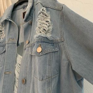Never Worn Distressed Jean Jacket !